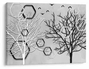 Abstraktní obraz se stromy (70x50 cm)