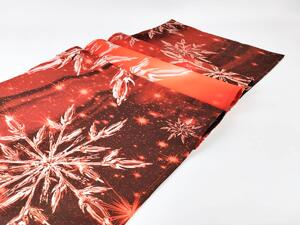TS V03 Zimní ubrusy - Zimní běhoun na stůl červené SNĚHOVÉ VLOČKY | 40 x 140 cm