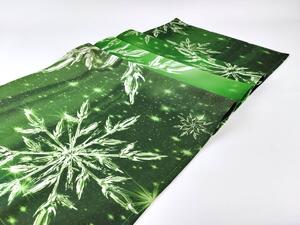 TS V02 Zimní ubrusy - Zimní běhoun na stůl zelené SNĚHOVÉ VLOČKY | 40 x 140 cm