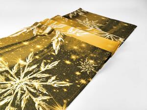 TS V01 Zimní ubrusy - Zimní běhoun na stůl zlaté SNĚHOVÉ VLOČKY | 40 x 140 cm