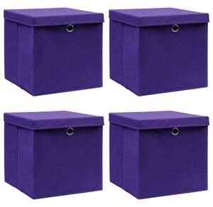 Úložné boxy s víky 4 ks 28 x 28 x 28 cm fialové