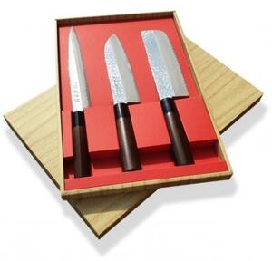 SEKIRYU Japan sada nožů Tsuchime - box 3 ks, hnědá rukojeť