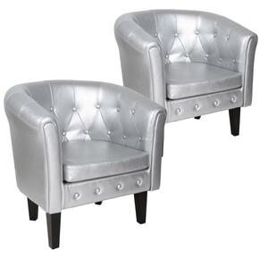 MIADOMODO Sada křesel Chesterfield, 58x71x70 cm, stříbrná