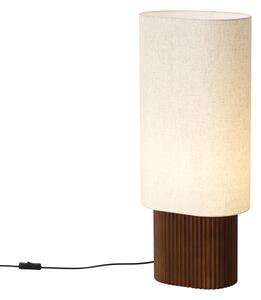 Japandi stojací lampa z ořechového dřeva s látkovým stínidlem 70cm - Lamel