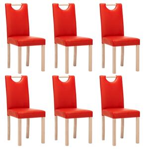 Jídelní židle 6 ks červené umělá kůže