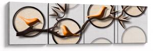 Umělecký obraz - Ptáčci na větvi (170x50 cm)