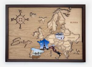Drevko Dřevěná cestovatelská mapa Evropy