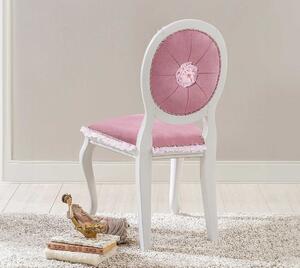 Rustikální čalouněná židle Ballerina - bílá/růžová