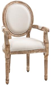 HOMCOM Stolová Židle Retro Design s Opěrkami a Silným Čalouněním pro Obývací Pokoj - Čalouněná Židle v Lněném Vzhledu, 56 x 56 x 96 cm | Aosom
