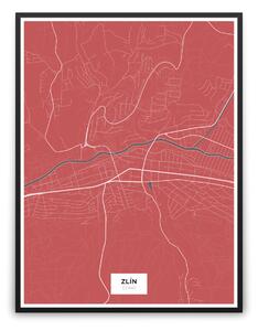 Obraz mapa Zlín – silnice – mnoho variant i materiálů