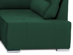 Rohová sedačka na trvalé spaní Island, tmavě zelená látka, pravý roh