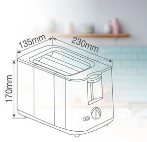 Topinkovač na 2 toasty Väline Avocato 700W funkce přihřátí a rozmrazení bílý 3 roky zár