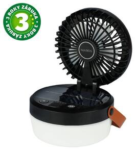 Malý solární ventilátor se světlem, nabíjecí, USB, 10W, 3 rychlosti, 700lm, 3 roky záruka