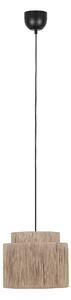 Závěsné svítidlo Japandi černé s hnědým lanem 31 cm - Smilla