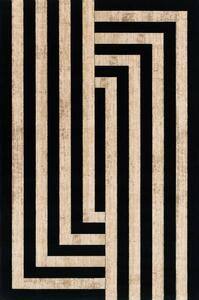 Kusový koberec vlněný Agnella Agnus Art Deco II Černý Béžový Rozměr: 133x195 cm