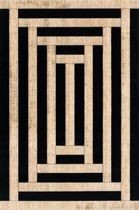 Kusový koberec vlněný Agnella Agnus Art Deco I Krem Béžový Černý Rozměr: 133x195 cm