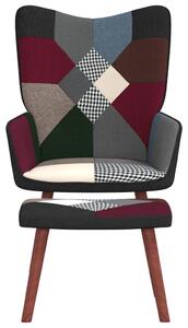 Relaxační křeslo se stoličkou patchwork textil