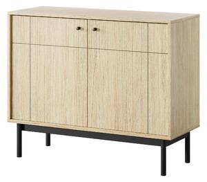 Komoda : 2 dvíka, dub Linea/erná, 103,5 x 39 x 83,5 cm