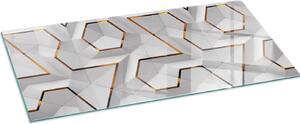 Sklenný podlahový panel 125x50 cm - Sklenný krbový panel - Sklenný krbový panel - Ochranné sklo - Ochranný panel proti jiskrám - Sklenný podlahový panel proti ohni - Tepelná ochrana - Ochrana podlahy ze skla - Geometrický 3D vzor