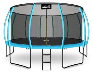 Aga Trampolína 500 cm Světle modrá + ochranná síť + žebřík