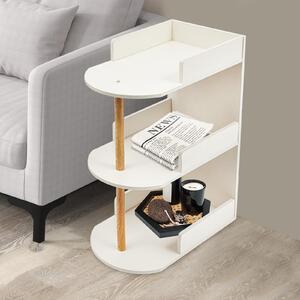 3 úrovn Malý rohový regál Moderní devný úloný regál 48x30 x72cm Bílá pro kuchy koupelnu kancelá
