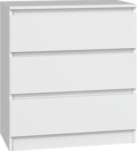 VBChome Komoda se 3 zásuvkami 70 x 40 x 77 cm bílá matná Bezúchytková komoda Víceúelová skíka do pedsín Lonice Obývací pokoj Dtský pokoj Moderní bílá matná