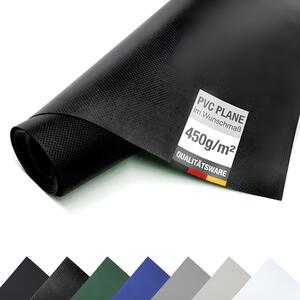 PVC plachta, plachta pro nákladní automobily, 450g/m², plachta, ochranná plachta, plachta na metry - BEZ oek - (3m x 9m, erná RAL9005)