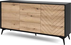 Jasper KSZ154 - Komoda, dub evoke, erná, íka 154 cm, výka 77 cm, hloubka 39 cm