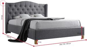 Čalouněná postel CADERA, 140x200, šedá