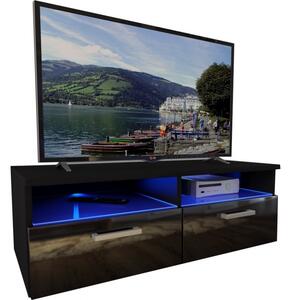 Moderní TV stolek Karel RTV-6 + LED, černá/černý lesk
