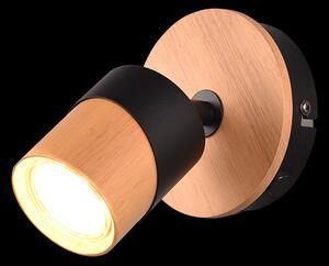 Trio 801170132 nástěnná bodová lampa Aruni 1x10W | GU10 | IP20 - spínač na konstrukci, dřevo, černá
