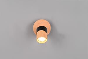 Trio 801170132 nástěnná bodová lampa Aruni 1x10W | GU10 | IP20 - spínač na konstrukci, dřevo, černá
