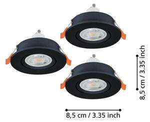 Eglo 902251 -SADA 3xLED Kou. podh. svítidlo BARRANCO 1xGU10/4,5W/230V IP44 černá