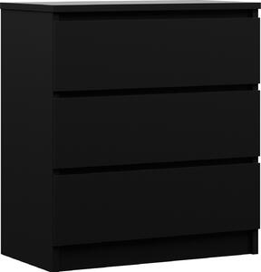 Komoda se 3 zásuvkami v matné erné barv - 70 x 78 x 39 cm (/v/d)