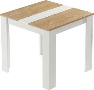 HowHomely | Jídelní stoly - FUTURE - 80 cm - Imitace bílá/dub - moderní design - místo pro 4 osoby