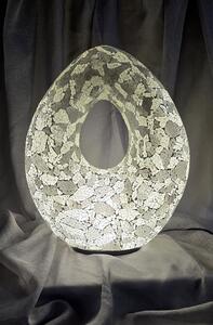 Stolní lampa OVAL, 50 cm, bílo/šedá, ruční práce (luxusní dizajnové lampy)