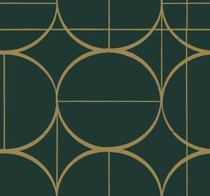 Zeleno-zlatá geometrická vliesová tapeta na zeď, MD7203, Modern Metals, York