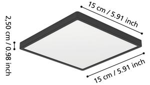 Eglo 901328 - LED Koup. stropní svítidlo FUEVA LED/7W/230V 15x15 cm IP44 černá