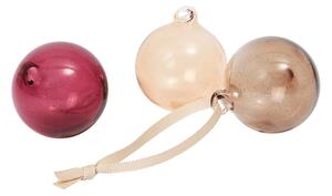 FERM LIVING Skleněné ozdoby Glass Baubles, Small, Roseate Translucent, sada 3 kusů