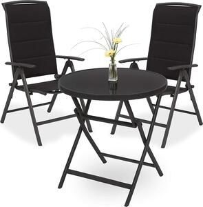 BRUBAKER Zahradní sedací souprava Milano - 1 sklenný rozkládací stl kulatý 70 cm Ø se 2 idlemi s vysokým opradlem - hliník - odolný proti povtrnostním vlivm - antracitová barva