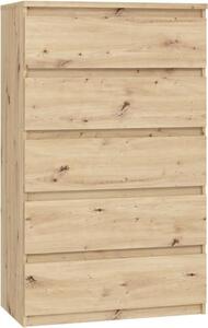 Komoda CHELSEA 5 zásuvek - 77,2 x 42,2 x 128,1 - dub Artisan