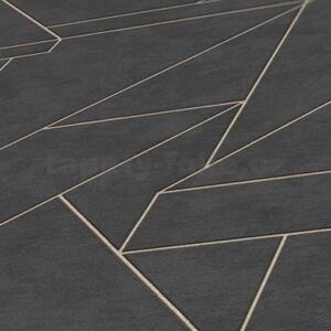 Vliesové tapety na zeď Metropolitan Stories 3 39118-4, rozměr 10,05 m x 0,53 m, černý beton se zlatými geometrickými tvary, A.S. CRÉATION