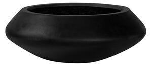 Pottery Pots Venkovní květináč kulatý Tara M, Black (barva černá), kolekce Natural, kompozit Fiberstone, průměr 60 cm x v 22,5 cm, objem cca 19 l