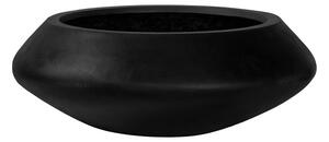 Pottery Pots Venkovní květináč kulatý Tara XL, Black (barva černá), kolekce Natural, kompozit Fiberstone, průměr 100 cm x v 37,5 cm, objem cca 88 l