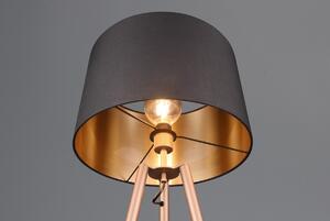 Trio R41561065 stojací lampa Colette 1x60W | E27 | IP20 - nožní spínač, látkové stínidlo, černá-zlatá/kávová