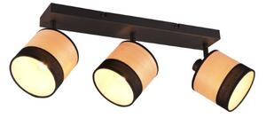 TRIO Reality R81663032 BOLZANO stropní bodové svítidlo/spot 3xE14 černá matná, imitace dřeva