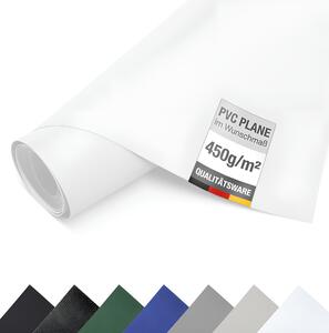 PVC plachta, plachta pro nákladní automobily, 450g/m², plachta, ochranná plachta, plachta na metry - BEZ oek - (3m x 17m, bílá RAL9010)