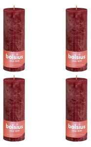 Bolsius Rustikální válcové svíčky Shine 4ks 190x68 mm sametově červené