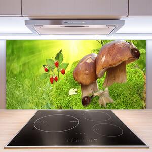 Kuchyňský skleněný panel Houby Divoké Jahody 140x70 cm