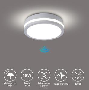 BRILAGI - LED Venkovní svítidlo se senz. BENE LED/18W/230V pr. 21,5 cm bílá IP54